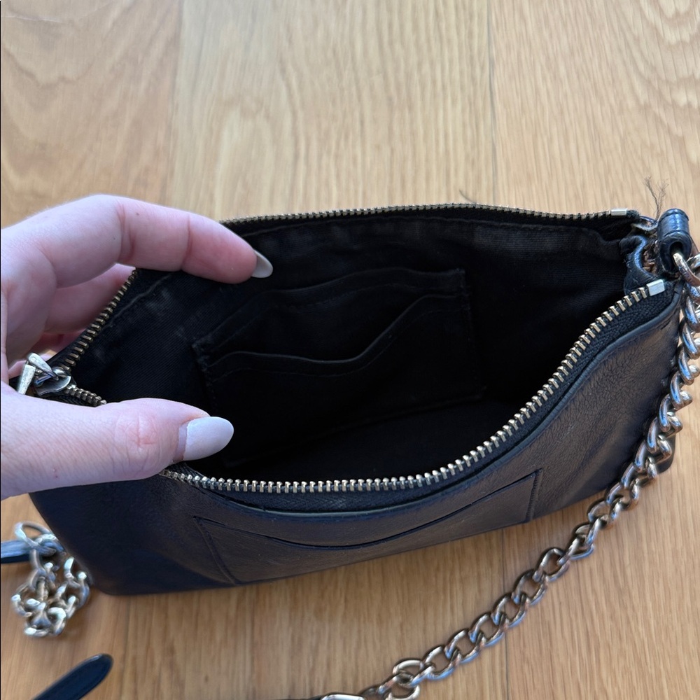 Coach Black Leather Crossbody Bag with Chain Strap (well worn) - Picture 4 of 4